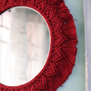 Cotton Macrame Catcher Wall Mirror | Wall Hanging | Red