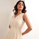 Cotton A-Line Dress for Women | Off-White