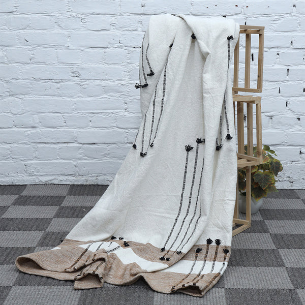 Cotton Woven String Throw | Beige