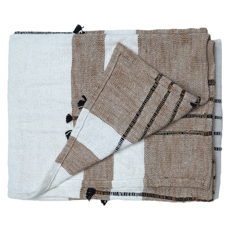 Cotton Woven String Throw | Beige