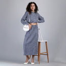 Linen Printed Co Ord Set for Women | Shirt & A-Line Skirt | Blue & White