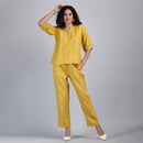 Linen Co-ord Set for Women | Top & Trouser | Yellow