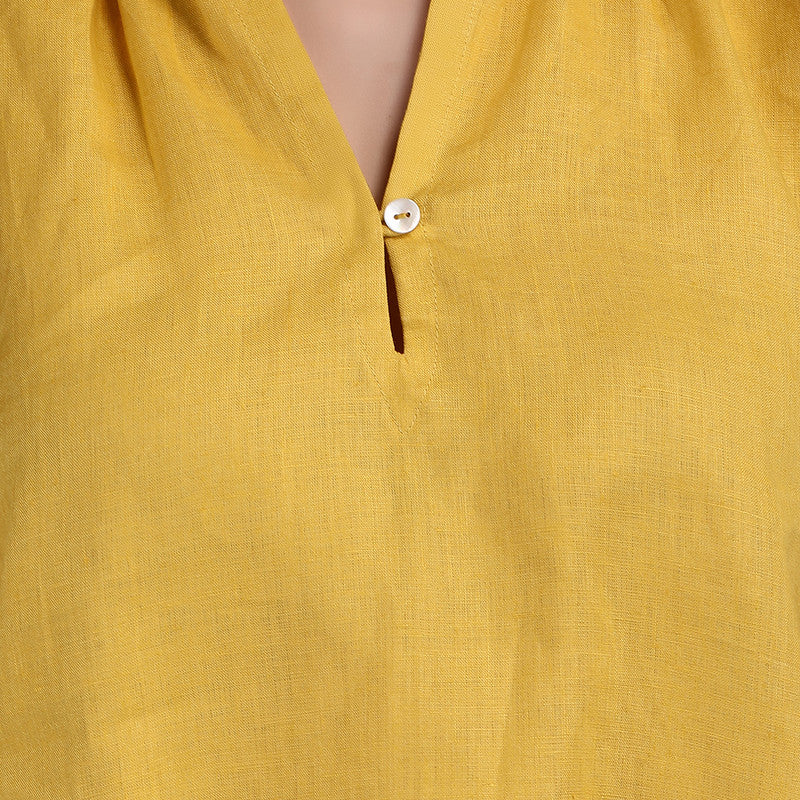 Linen Co-ord Set for Women | Top & Trouser | Yellow