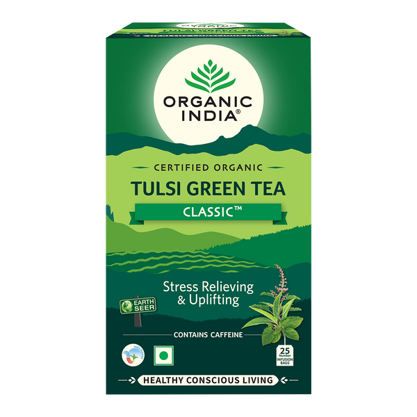 Organic India | Tulsi Green Tea Classic | Relieve Stress | 25 Tea Bags