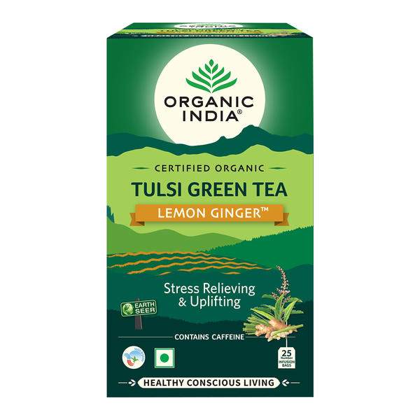 Organic India | Tulsi Green Tea | Lemon Ginger | 25 Tea Bags