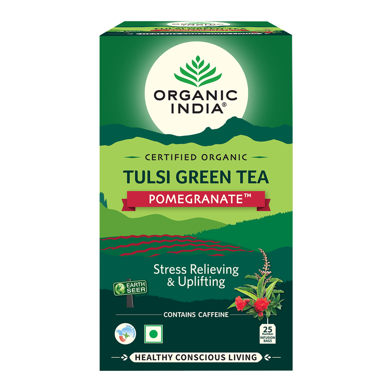 Organic India | Tulsi Green Tea | Pomegranate | 25 Tea Bags