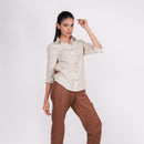 Linen Shirt for Women | Full Sleeves | Beige
