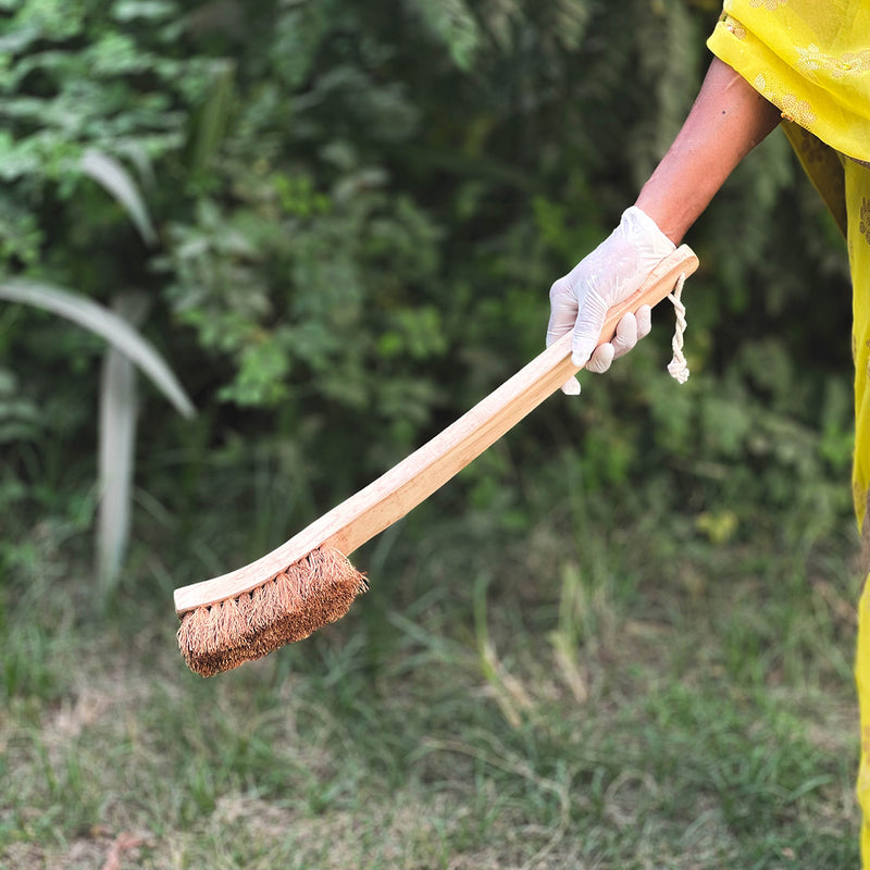 Coir Toilet Cleaning Brush | Long Handle  | Brown | 50 cm