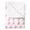 Organic Cotton Baby Blanket | Summer AC Blanket | Quilt | Bedspread | White & Pink | 110 x 120 cm