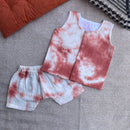 Muslin Jabla and Shorts Set for Kids | Tie-Dye | Rust Brown