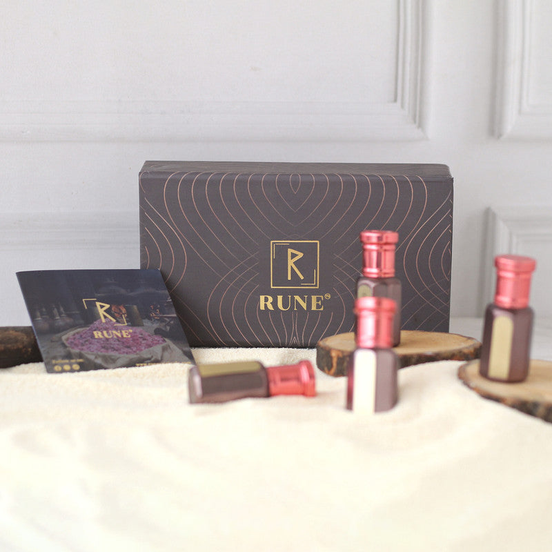 Attar Perfume Gift Set | White Gold | Sandal Musk | Rose Oud | White Oud | Set of 4