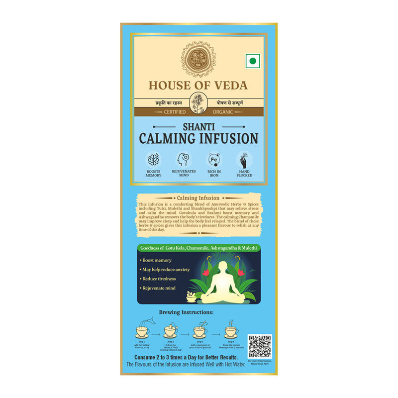 Calming Infusion Tea | Chamomile, Ashwagandha & Mulethi | Boosts Memory | 25 Sachets