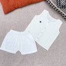 Muslin Jabla and Shorts Set for Kids | Embroidered | White