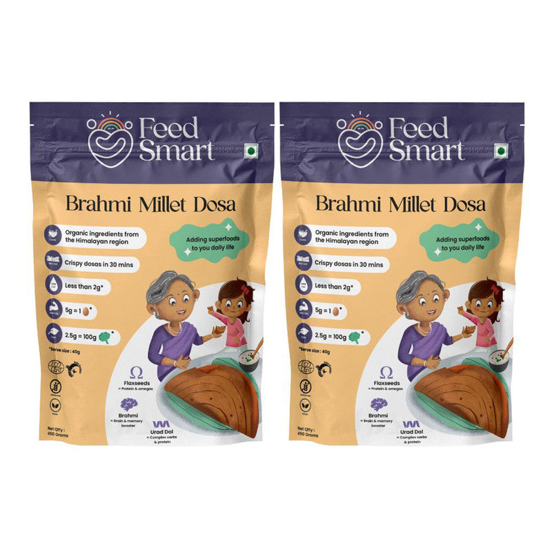 Millet Dosa Mix | Instant Dosa Mix Batter Dry | Brahmi | Flax Seeds | Millets | Rich in Fiber | 450 g | Pack of 2