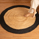 Jute Round Floor Carpet | Black Border | Ultra Large - 4x4