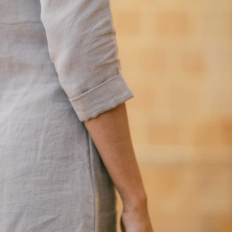 Linen Midi Dress for Women | Beige.