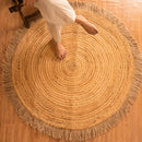 Jute Floor Carpet | Lace Round | Beige | Ultra Large - 4 x 4 Feet