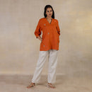 Linen Top for Women | V-Neck | Tan Rust