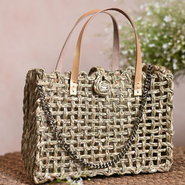 Mini Handbag for Women | Sabai Grass | Gold