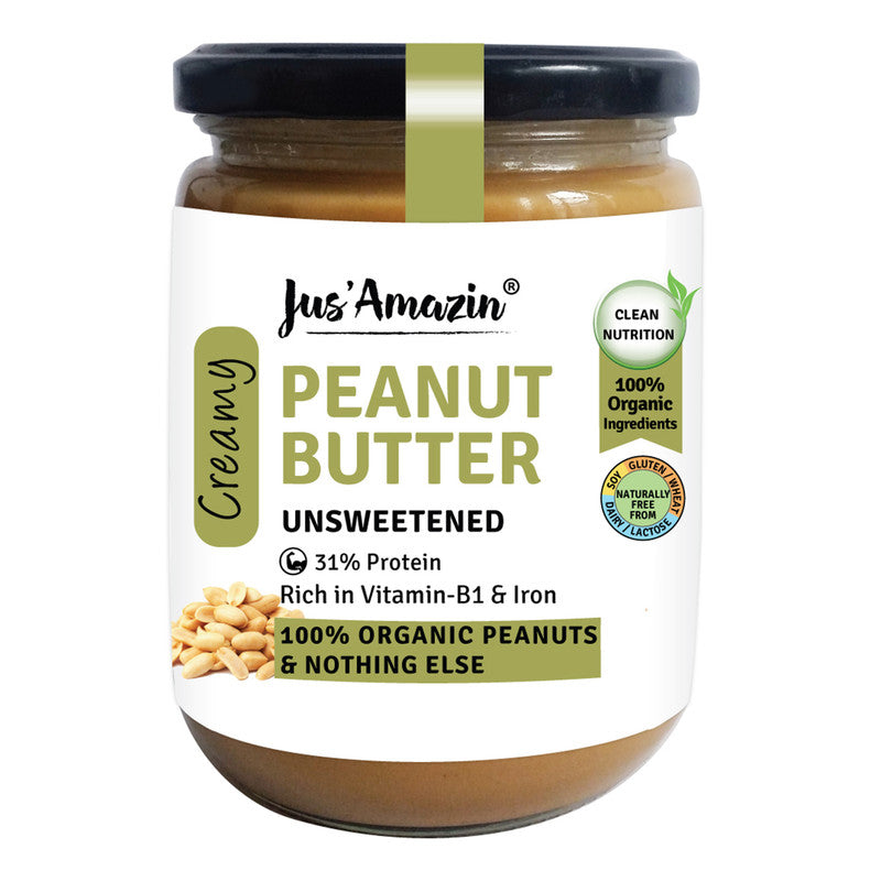 Peanut Butter | Creamy | Unsweetened | 31% Protein | Clean Nutrition | 500 g