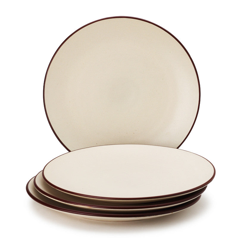 Ceramic Serving Dinner Plates | Stoneware | Dinnerware | Off White | Set of 4