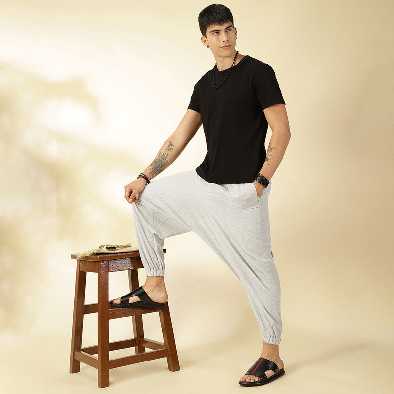 Cotton Harem Pants for Men | Melange Grey | Stripes