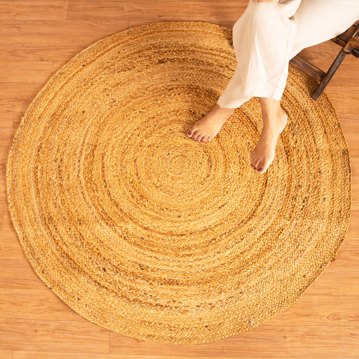 Jute Floor Round Carpet | Beige | Ultra Large - 4 x 4 Feet