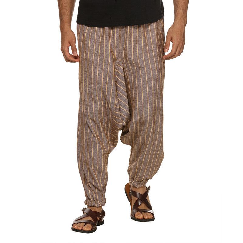 Cotton Harem Pants for Men | Brown | Stripes