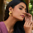 Brass Chand Bali Stud Earrings for Women | 22K Gold Plated