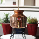 Copper Utensils | Copper Water Dispenser with Lid | Glass & Stand | 10 L