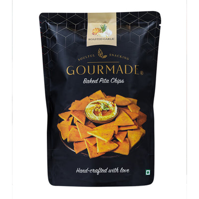 Baked Pita Chips | Roasted Garlic | Starter Chips | Healthy Snack | Nachos & Tortillas | 125 g.