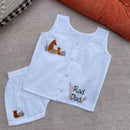 Cotton Jabla and Shorts Set for Kids | White