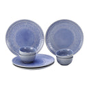 Stoneware Ceramic Dinner Set | 4 Dinner Plates & 4 Bowl Katori | Mist Blue | Set of 8