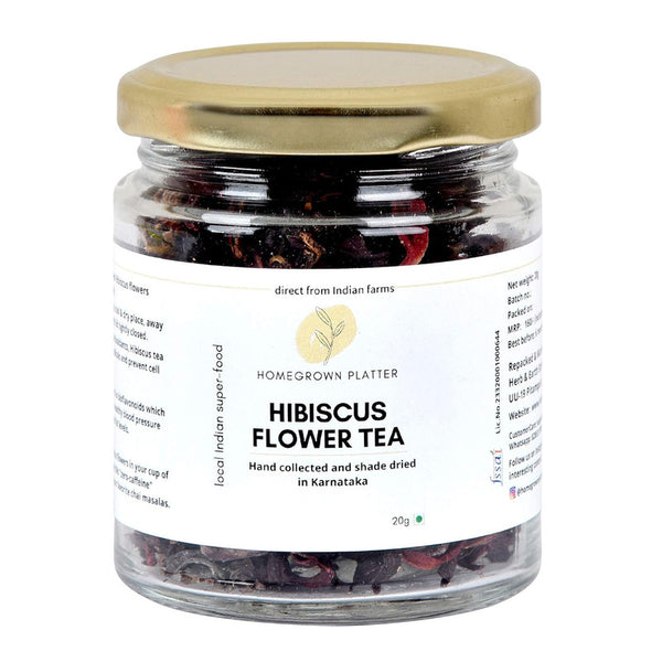 Hibiscus Flower Herbal Tea | Iced Tea Cocktails, Mocktail & Syrups | Vegan & GMO Free | 20 g