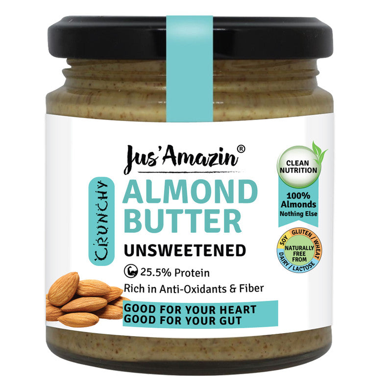 Almond Butter | Crunchy | Unsweetened | Vegan & Dairy Free | 200 g
