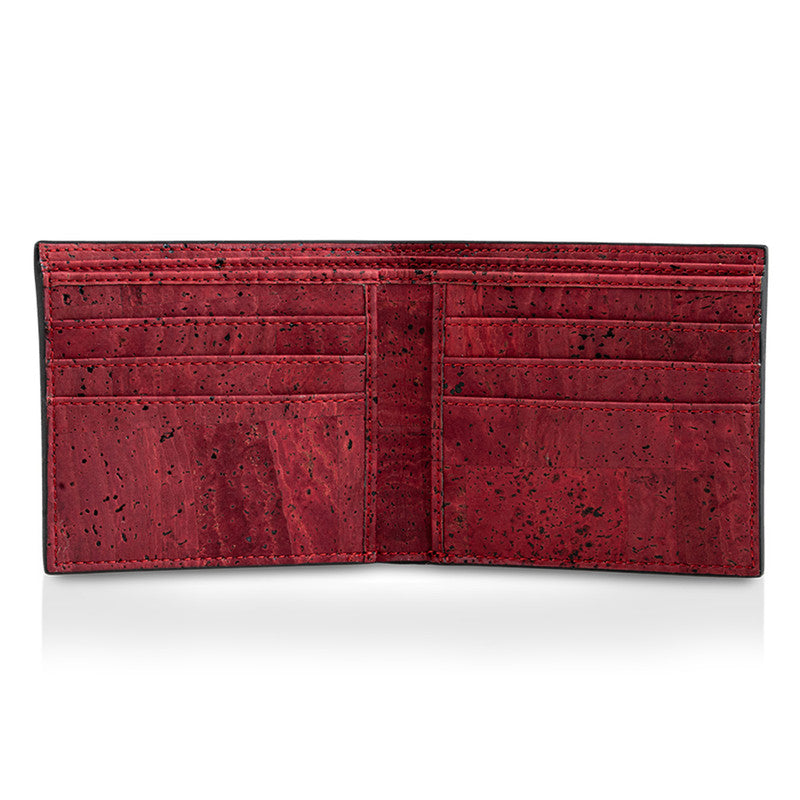 Cork Bi-Fold Wallet for Men | Midnight Black & Maroon