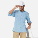 Linen Full Sleeve Shirt for Men | Sky Blue Chambray