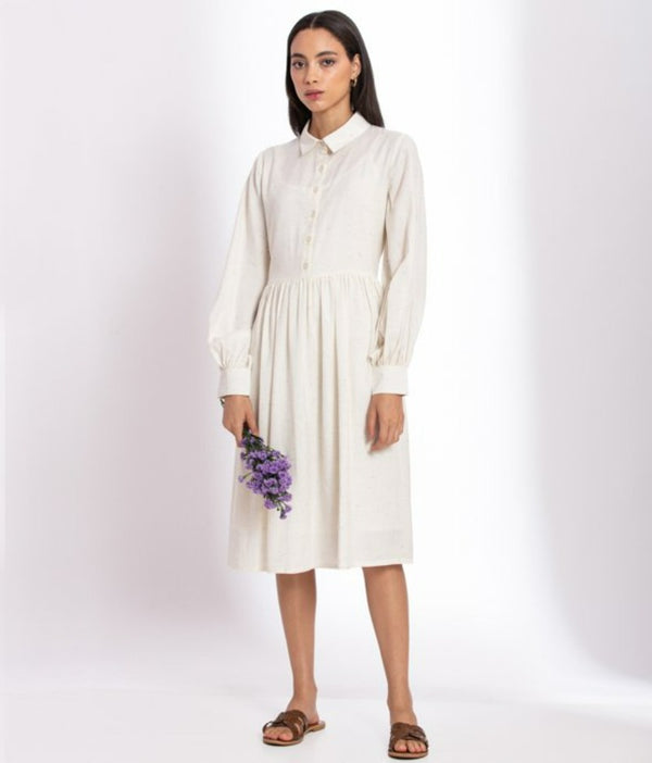 Cotton A-line Dress for Women | White.