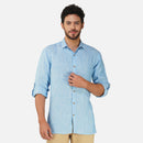 Linen Full Sleeve Shirt for Men | Sky Blue Chambray