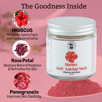 Anti-ageing Face Mask | Hibiscus & Rose | Improves Skin Texture | 60 g