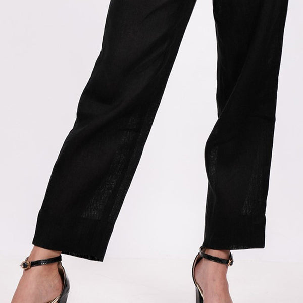 Black Linen Pant for Women | Flat-Front