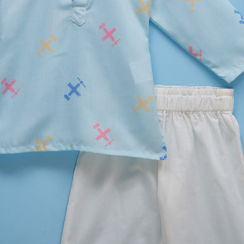 Cotton Pyjama Set | Printed | Blue