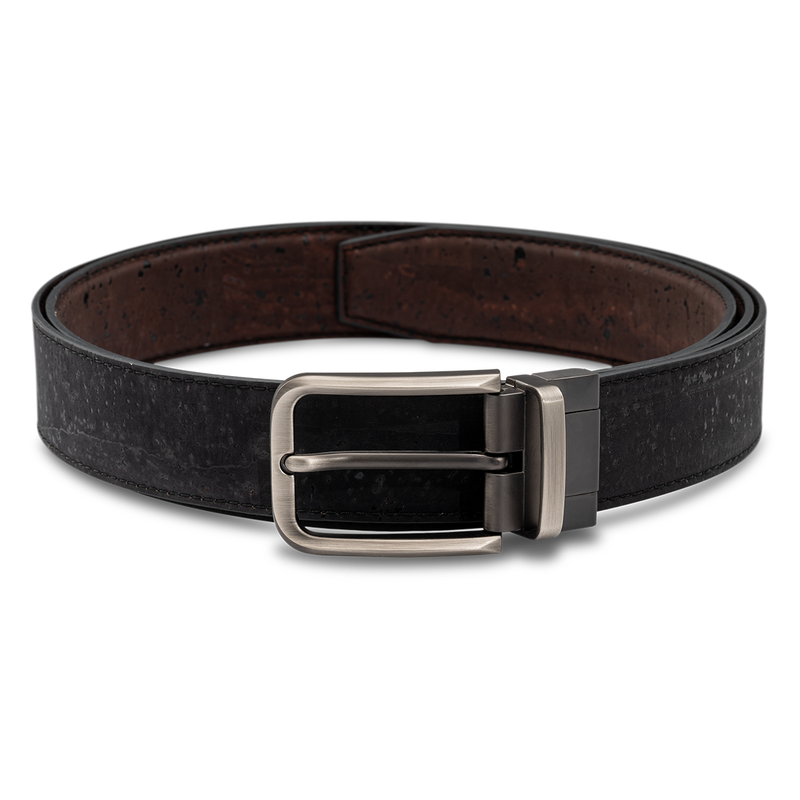 Gift Hampers for Men | Cork Reversible Belt & Wallet | Midnight Black