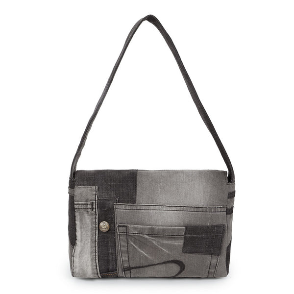 Denim Shoulder Bag | Black & Grey