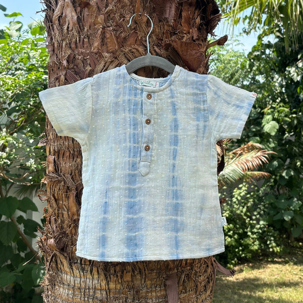 Cotton Kurta Shirt with Resort Short | Blue