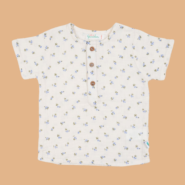 Cotton Kurta Shirt with Short for Kids | Blue