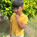 Cotton Collar Shirt with Short for Kids | Yellow & White