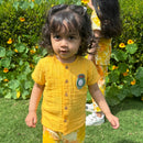 Cotton Kurta Shirt with Pant for Kids | Yellow & Orange
