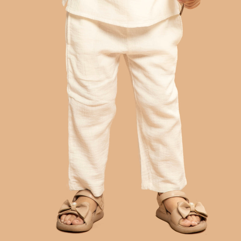 Cotton Kurta Shirt with Pant for Kids | Orange & White