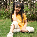 Cotton Collar Shirt with Pant for Kids | Yellow & White